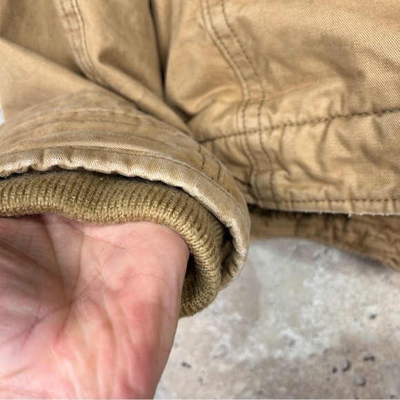 Abercrombie y2k khaki tan Sherpa fur bomber jacket small men women - Picture 9 of 9